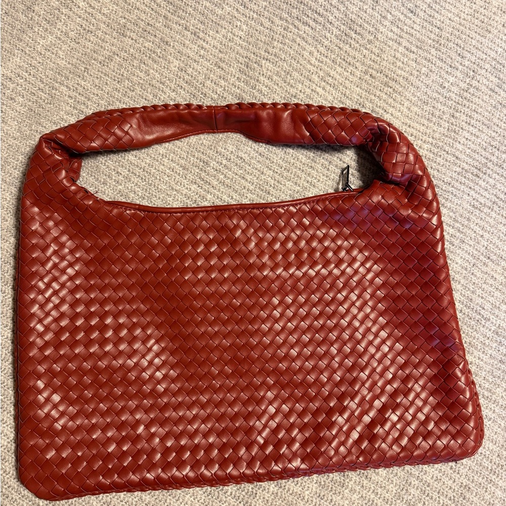 Slouchy  Red Woven Leather Tote